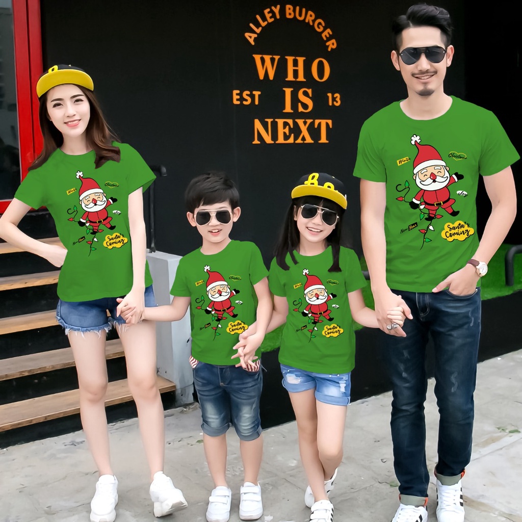 KAOS COUPLE KELUARGA EDISI NATAL MOTIF SINTERKLASS HIJAU