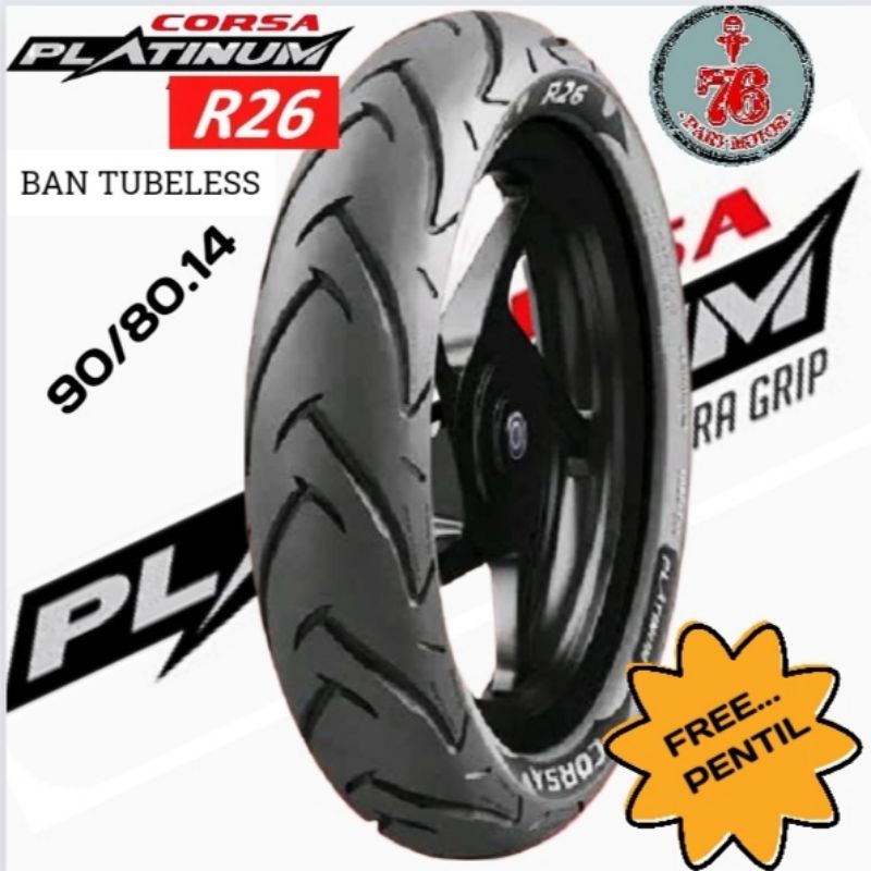 BAN TUBELESS  CORSA PLATINUM R26 90/80 . 14 FREE PENTIL