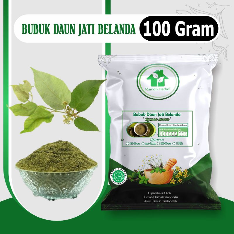 

Bubuk daun jati Belanda murni kemasan 100gram