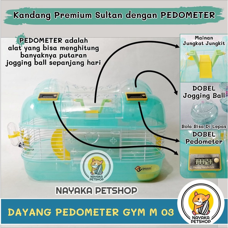 Kandang Hamster SULTAN PREMIUM Tingkat 2 Lantai Dayang Pedometer Gym Cage M03 M 03