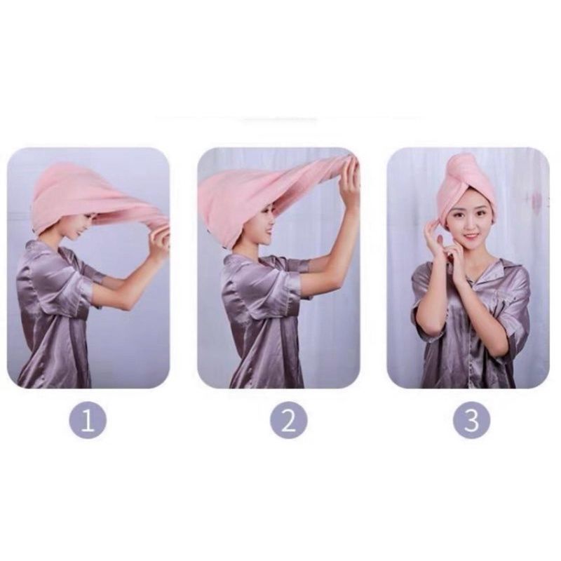 ATB Handuk Rambut Magic Towel Handuk Kepala EMBOSS POLOS Keramas Turban Keramas Handuk Microfiber Termurah