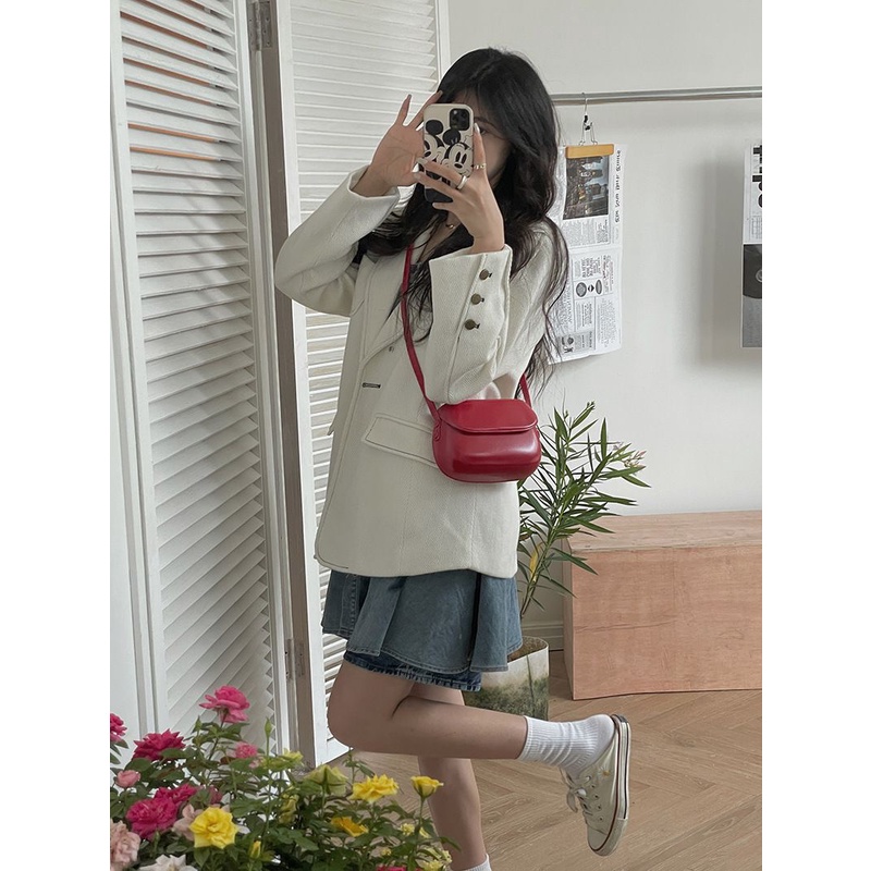 Tas Selempang Kulit Wanita Tas Cewek Mini Slingbag Saddle Bag FT41 12 x 18.5 x 4.5 cm