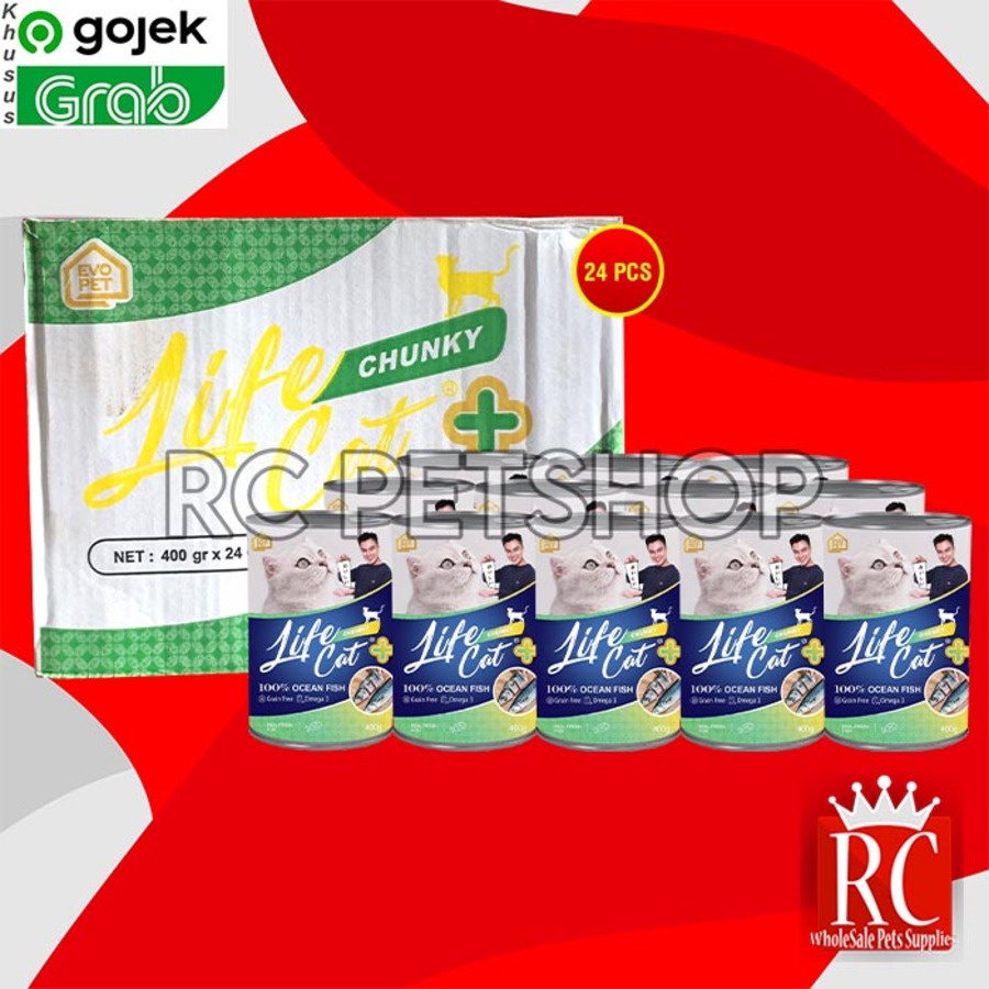 GOSEND Makanan Kucing Life cat Plus Wet Food Kaleng Dus 24Pcs 400gr