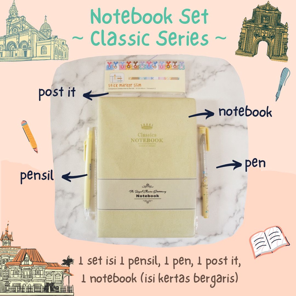 

Paket alat tulis set stationery Set buku catatan Set alat tulis set buku tulis stationary set Notebook buku catatan formal buku tulis Classic Series