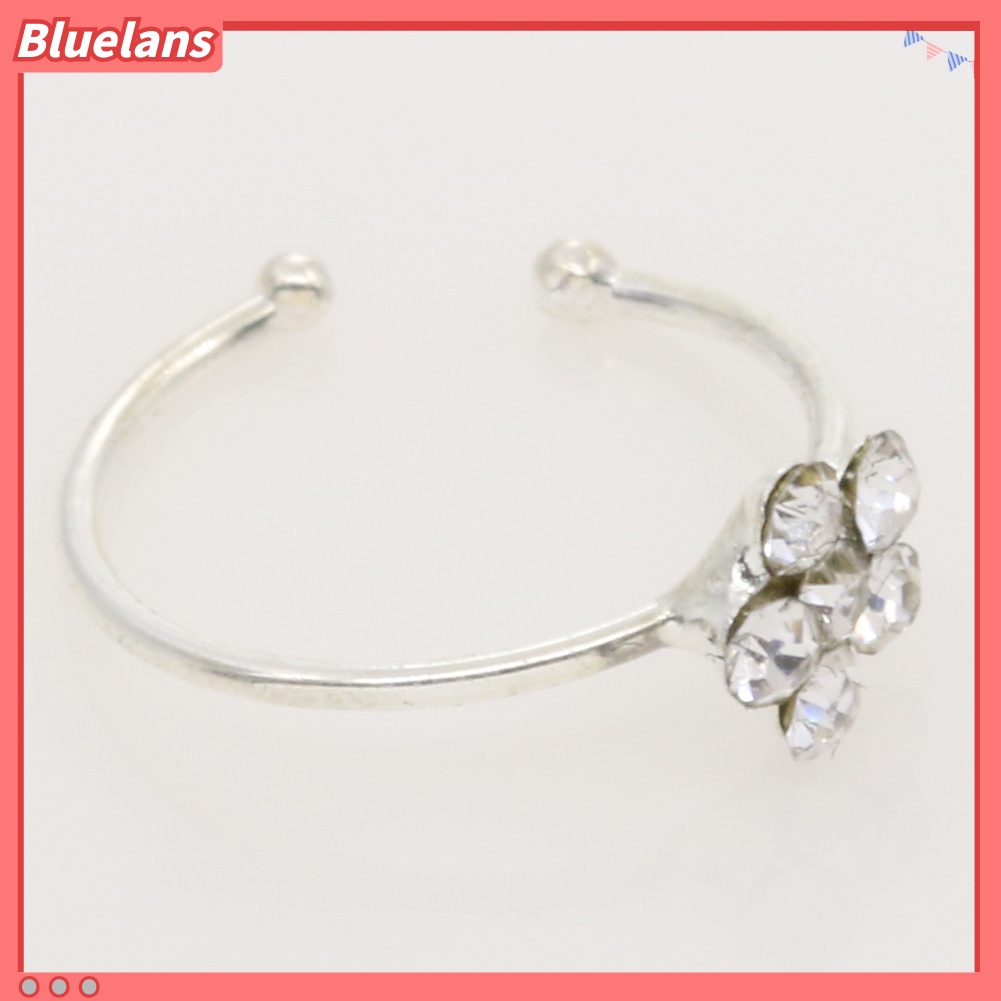 Bluelans Small Thin 5 Rhinestones Flower Nose Hoop Stud Ring Body Piercing Jewelry