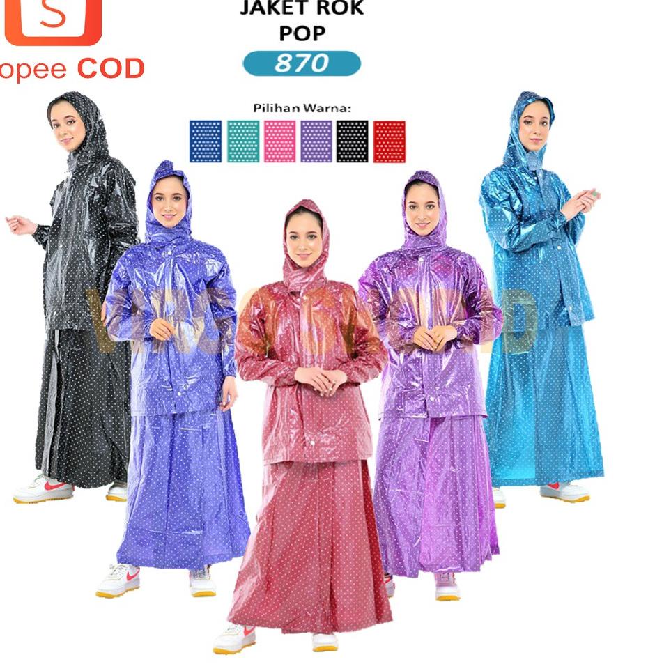 ㅉX Jas Hujan Rok Polkadot Plevia 870 allsize new original / Jas Hujan / Mantel Hujan / Jas Hujan Rok