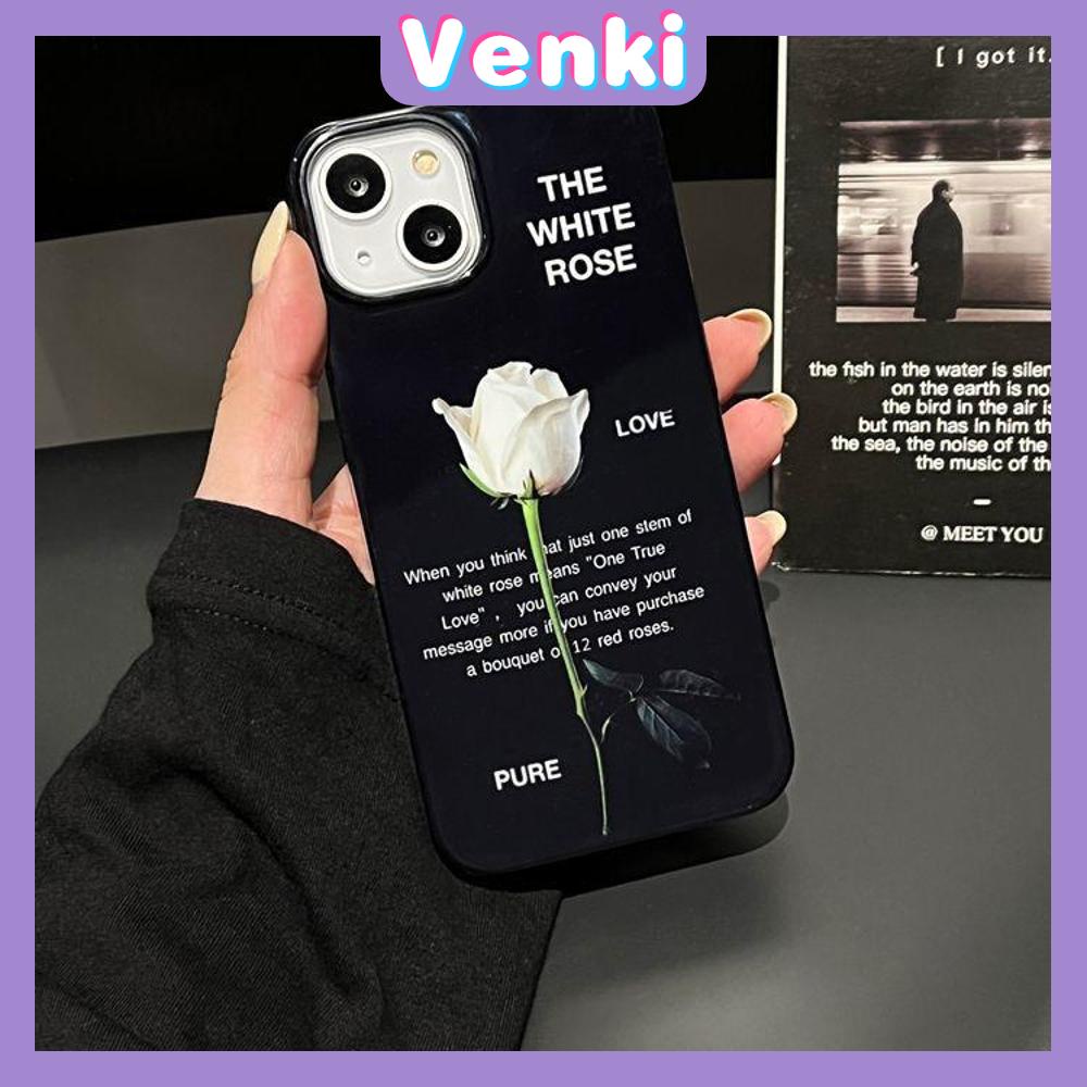 Case For iPhone 14 Series TPU Soft Case White Rose Glossy Black Candy Case Camera Protection Shockproof For iPhone 14 13 12 11 Plus Pro Max 7 Plus X XR