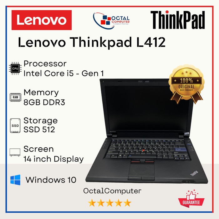 [ Laptop Second / Bekas ] Lenovo Thinkpad L412 Core I5 / Ram 4-8Gb / Ssd 512Gb Second Bergaransi