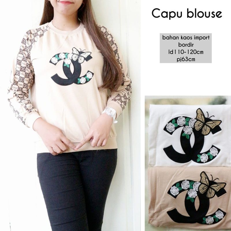 capu top/atasan wanita/sweater wanita bigsize / kaos import chanel jumbo