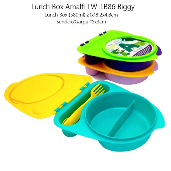 Lunch Box Set Amalfi Wadah Box Kotak MakanAn Kado Souvenir Ultah Tempat Bekal Bonus Sendok &amp; Garpu kotak bekal anak tempat makan telur sosis shusi korea food