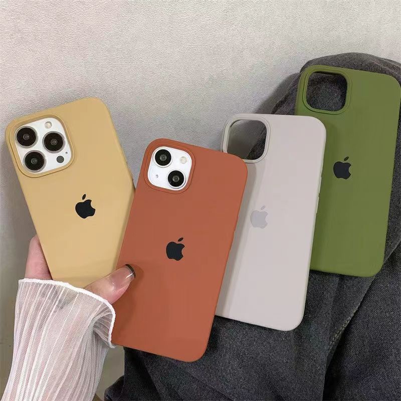 Kasing ponsel Apple iphone 14 13 Pro Max 11 Pro 7 XR XS MAX 8 x 6P 6S Plus Liquid Soft Silicone Case Cover untuk