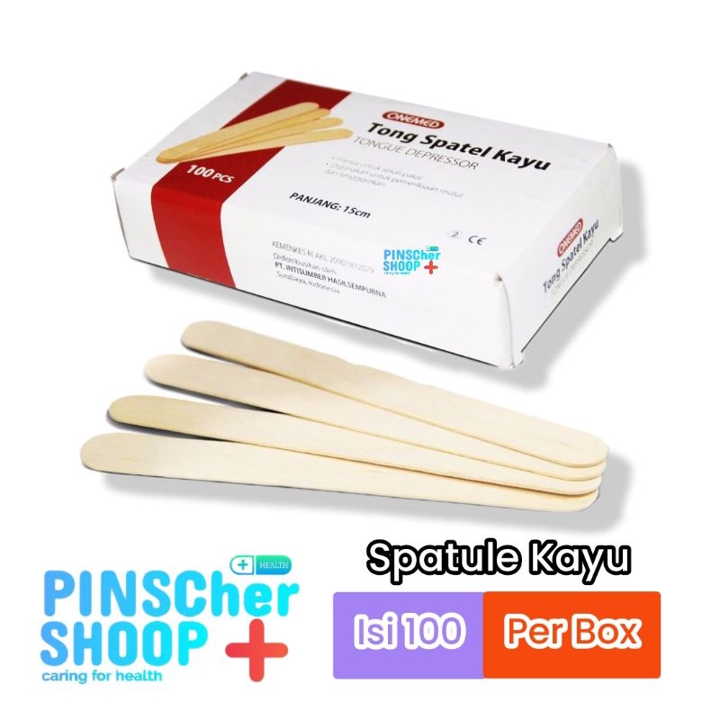 Spatula Kayu Tong Spatel Wooden Tongue Depresor Sundip Lidah Onemed Box 100 Pcs