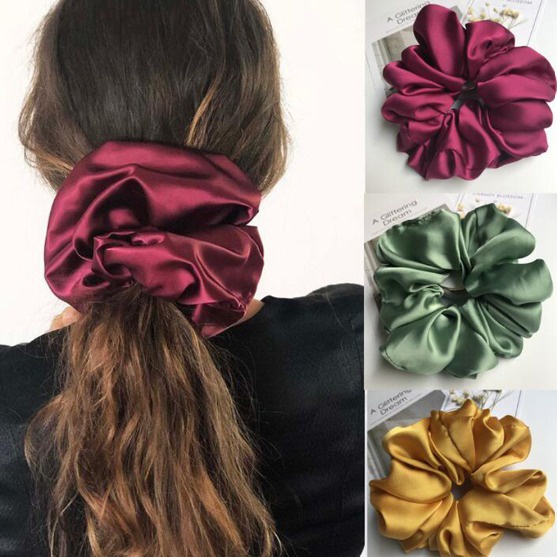 SCRUNCHIE JUMBO 15CM - Ikat Rambut Cepol Jumbo bahan SATIN dan SIFON PREMIUM - Warna Cantik