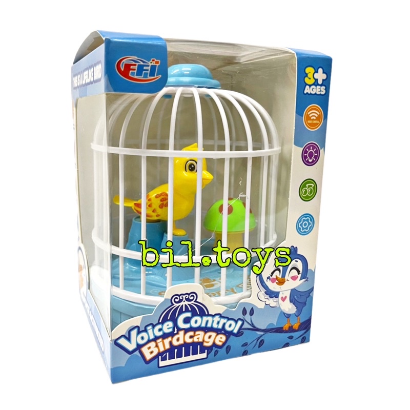 MAINAN ANAK LAKI LAKI PEREMPUAN BURUNG SANGKAR TEPUK BERKICAU VOICE CONTROL BIRDCAGE FU 1138 MAINAN BURUNG SANGKAR ANAK