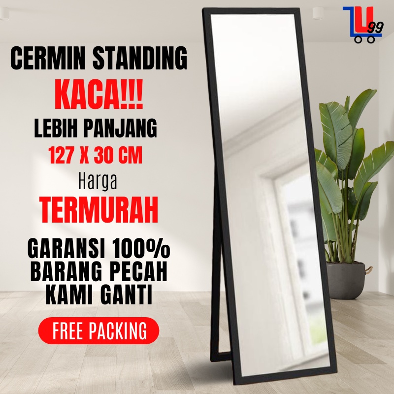 Kaca Cermin Full Body Aesthetic Cermin Model Standing Mirror Minimalis Rias Hiasan Rumah UK.127 X 30 CM Termurah