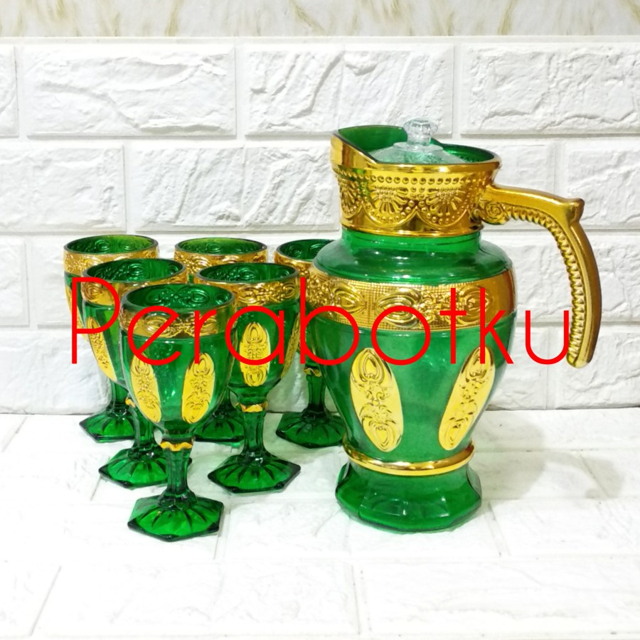 Gelas Set + Teko Bistro B017801-2/Gelas Kaca Warna Tinggi/Gelas Cantik