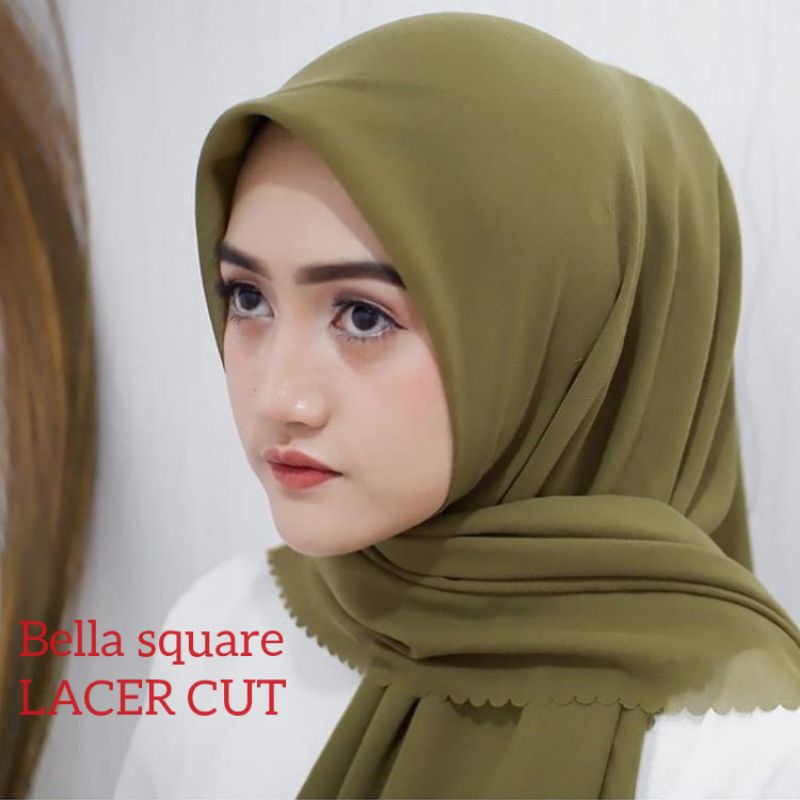 Hijab Bella Lacer Cut Pollycotton Premium