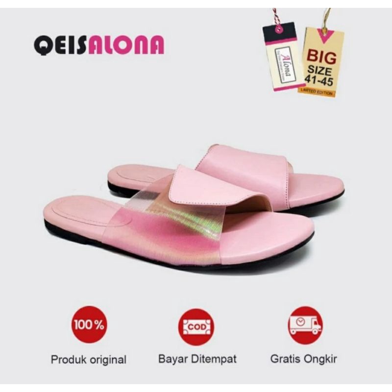 Sandal Wanita Ukuran Besar 41.45 SLOP MK-134 Pink Kaki Oversize JUMBO Feminim