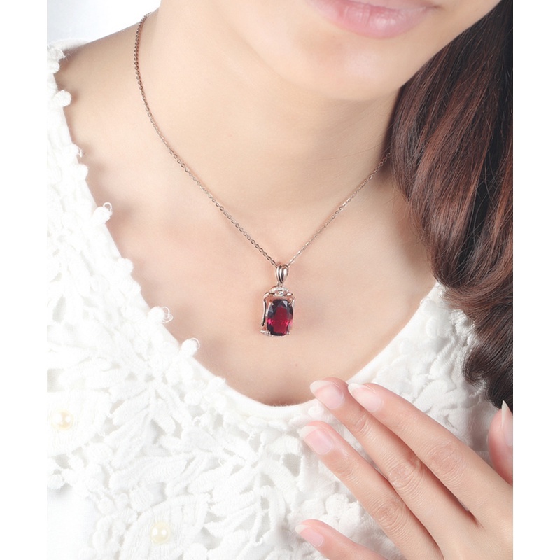 Goldkingdom Perhiasan Fashion Emas Asli Kadar 375 Bangkok Aksesoris Ready Stock 18-karat Rose Gold Tourmaline Pendant Tourmaline Red Tourmaline Ruby Kalung