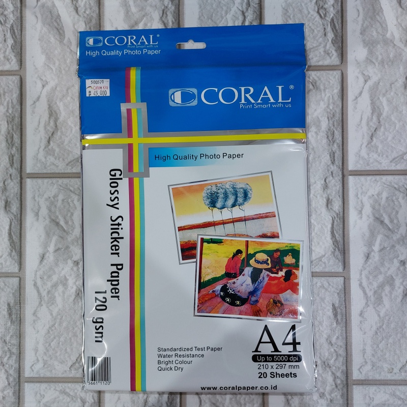 

Coral | Kertas Foto (Glossy Sticker Paper) | A4 120gms| 1 Pak