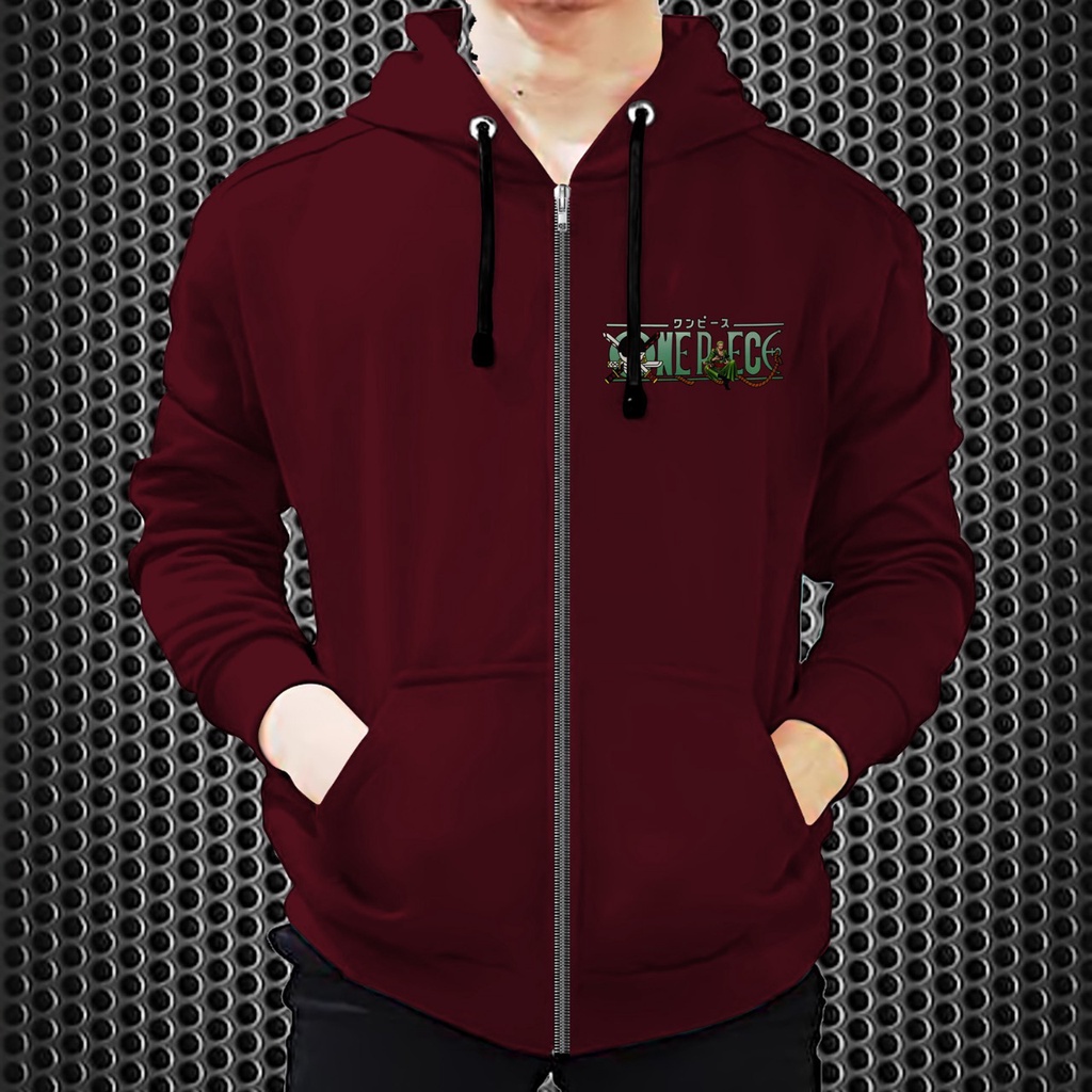 Jaket Resleting Luffy Zoro / Jaket Dewasa / Jaket Distro / Jaket Diskon Bahan Fleece