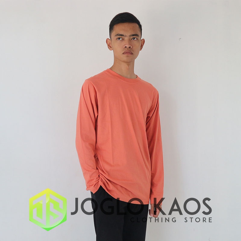 Kaos Polos Dewasa Premium Lengan Panjang Asli Cotton Combed 30s Peach Pink Peach Joglo Kaos