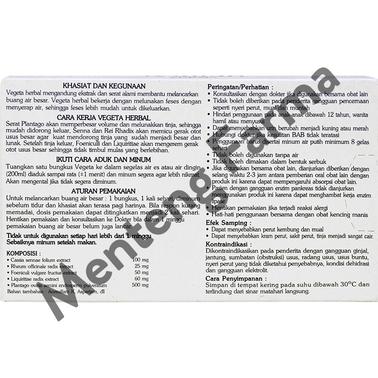 Vegeta Herbal Rasa Anggur 6 Sachet - Kaya Serat Untuk Melancarkan BAB