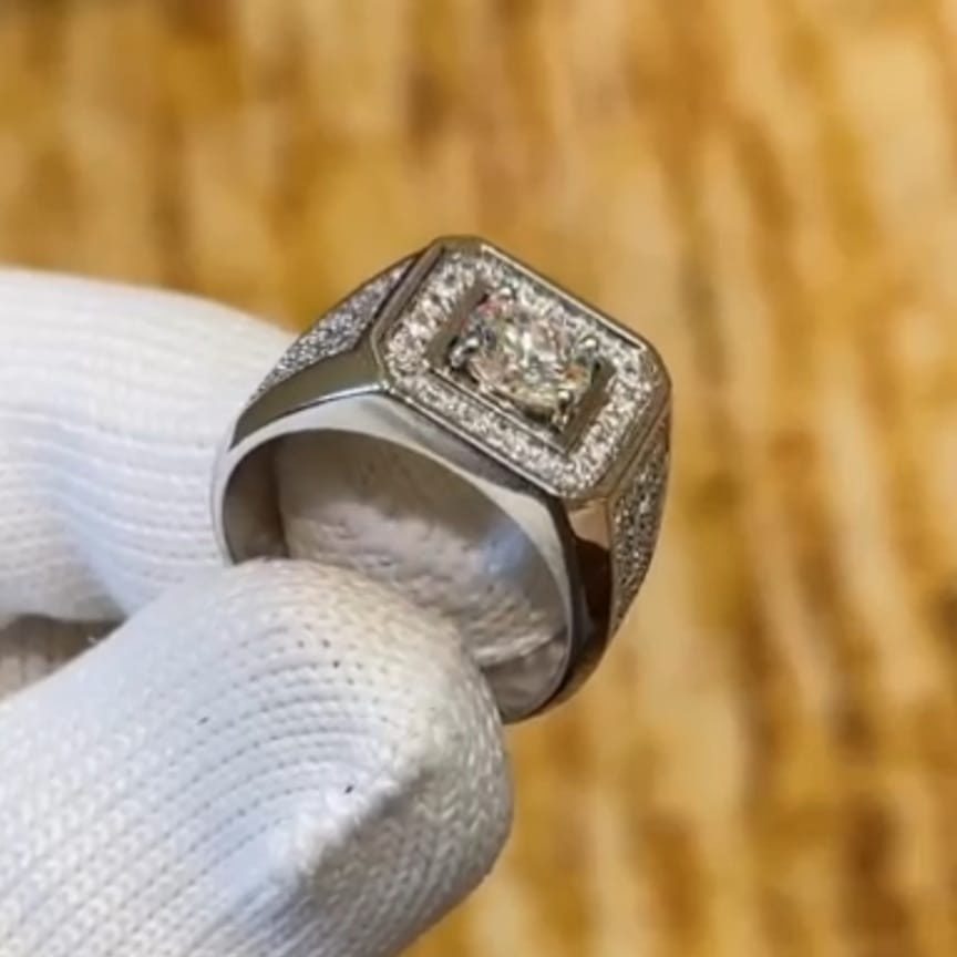 Natural diamond berlian banjar set on ring