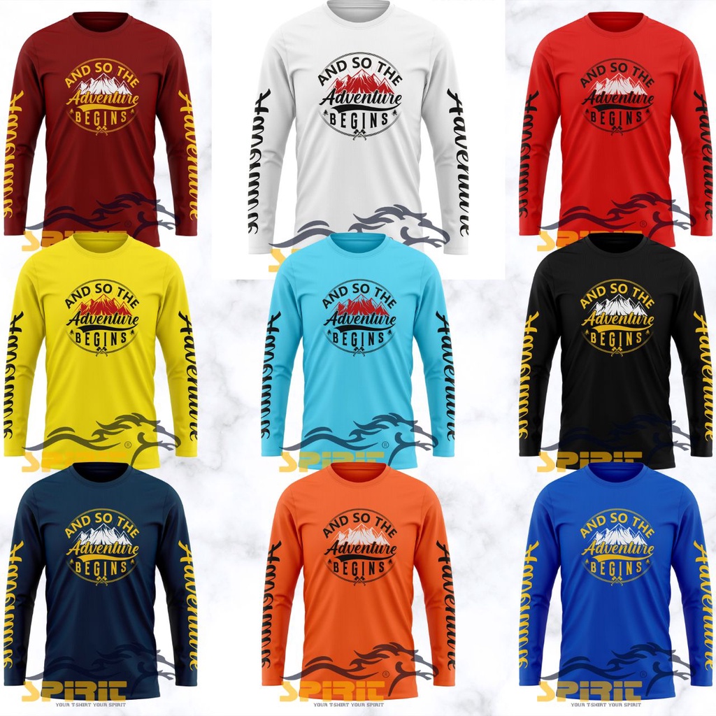 Kaos Adventure Lengan Panjang Pria Wanita Pendaki Gunung Baju Adventure Begins