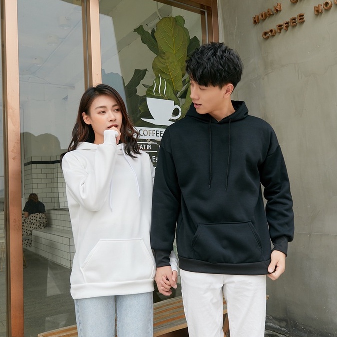 AA1 - Hoodie Polos Basic Fleece Tebal Pria Wanita