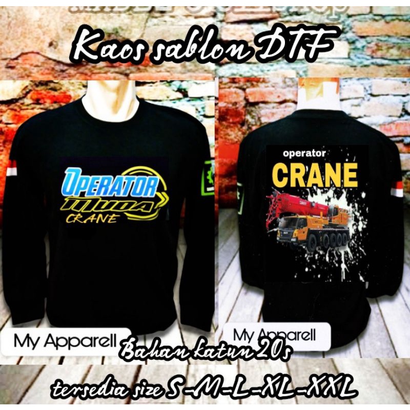 Kaos operator muda mobil crane sablon DTF