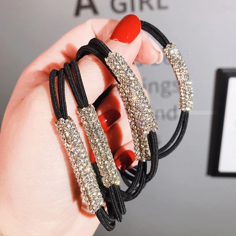PREMIUM Ikat Rambut Korea Rhinestone - Kunciran Karet Aksesoris Rambut Wanita Hair Ties - Gelang Tangan Permata