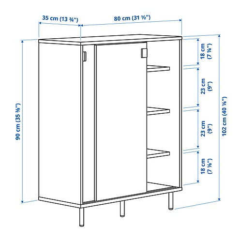 MACKAPAR Kabinet/tempat sepatu, putih, 80x35x102 cm