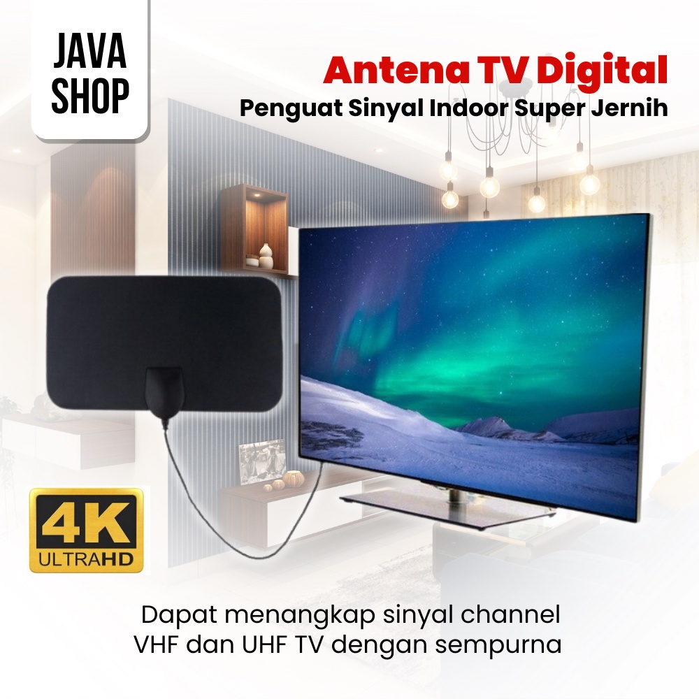 JAVASHOP Antena TV Digital Penguat Sinyal Indoor Tampilan Super Jernih