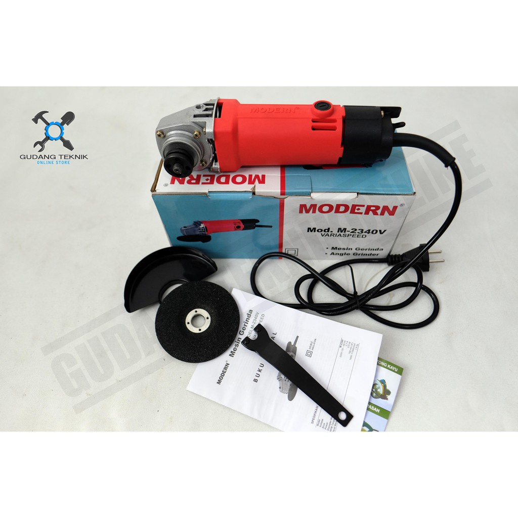 Mesin Gerinda Tangan Listrik 4&quot; 570 Watt M2340V MODERN / Angle Grinder Variable Speed 4 Inch 570W M 2340V MODERN