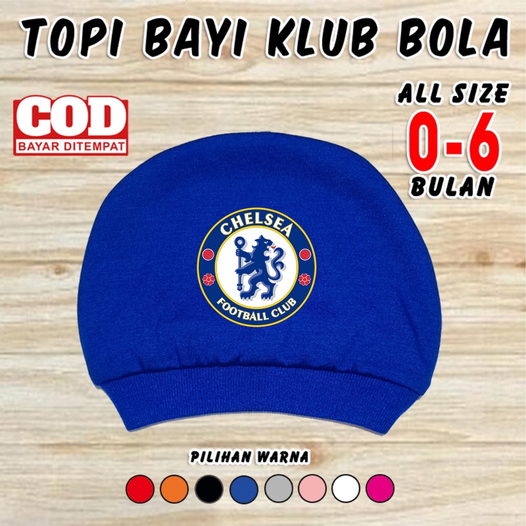 kupluk bayi klub bola Chelsea topi bayi laki laki perempuan 0 6 bulan newborn baru lahir baby girl b
