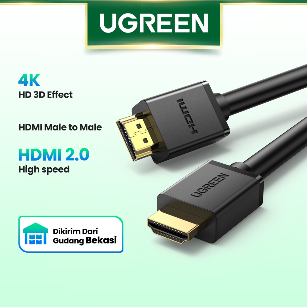 【Stok Produk di Indonesia】Ugreen Kabel HDMI 2.0 3D 4K 1080P Male Ke Male Untuk Proyektor LCD