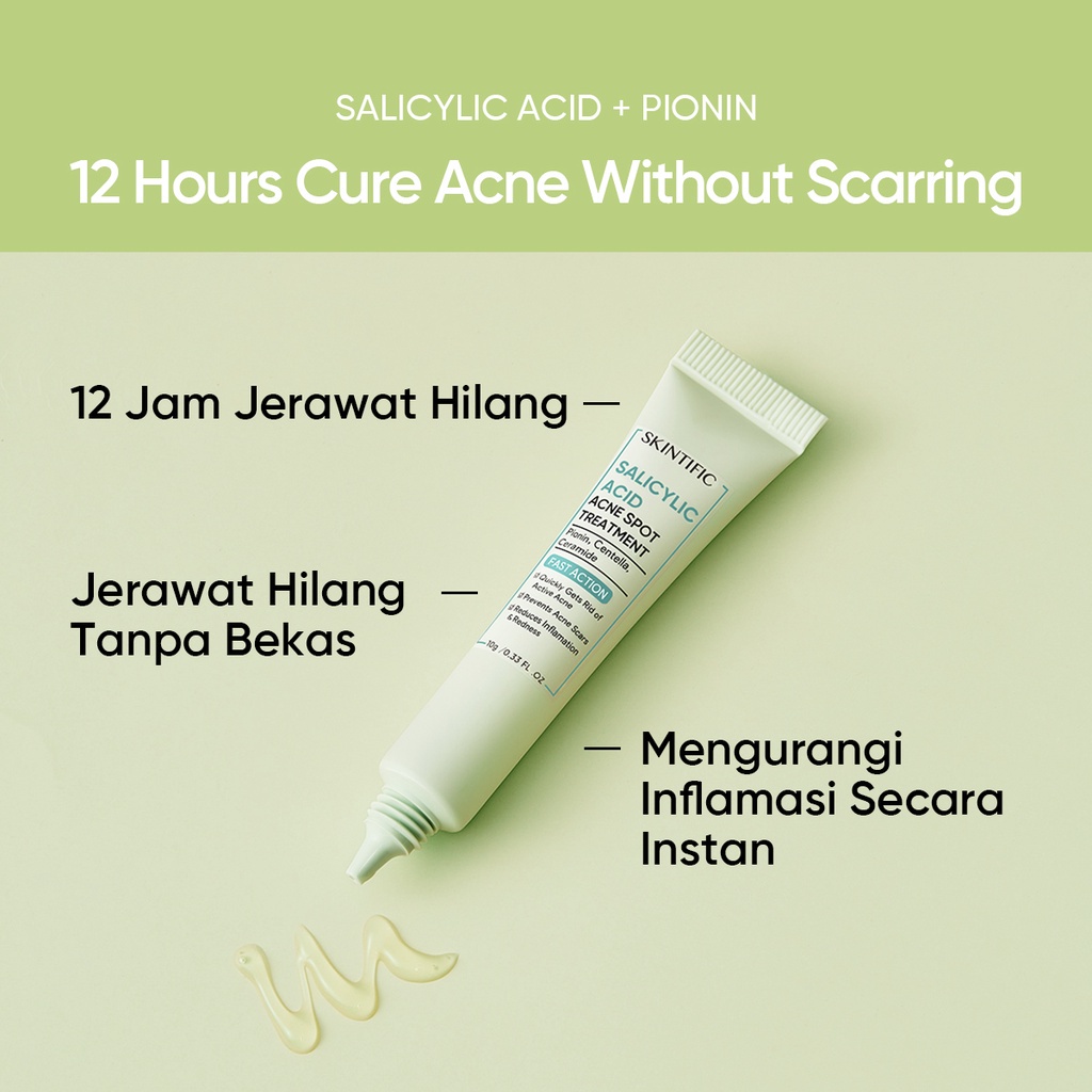 SKINTIFIC Acne Powerful Set 3pcs | Salicylic Acid Acne Spot Treatment Gel 10g Totol Jerawat + 2% Salicylic Acid Anti Acne Serum 20ml + Mugwort Anti Pores &amp; Acne Clay Mask 55g Masker Wajah