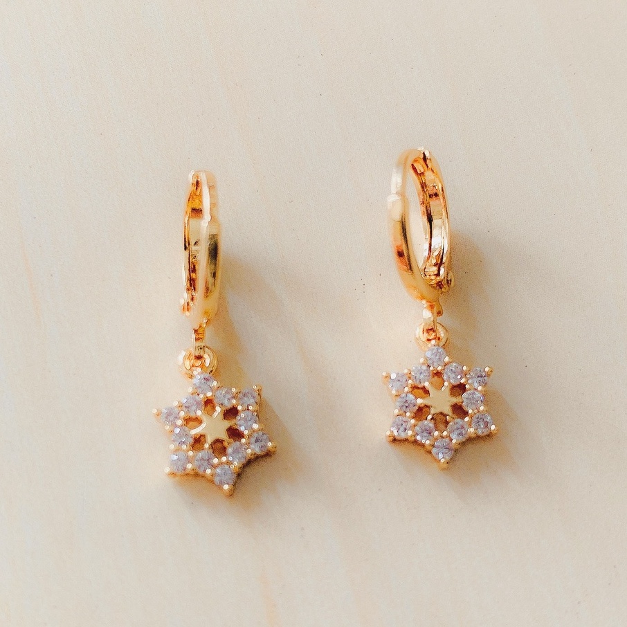 Anting Wanita Roda Bintang Zirconia Gold Xuping