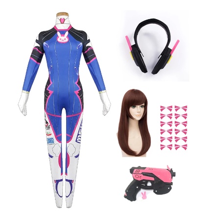 Game Dva Costume Adult Kids 3D Print Spandex Lycra Halloween Party Zentai Suit Wig D.Va cos Gun Suit