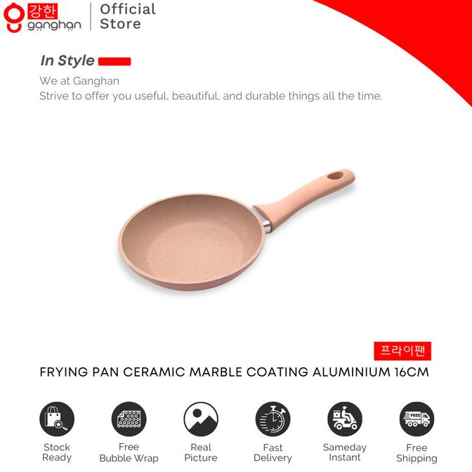 BISA COD Ganghan Frying Pan Ceramic Marble Coating | Wajan Panci 16cm /PERALATAN MASAK SET/PANCI PRE