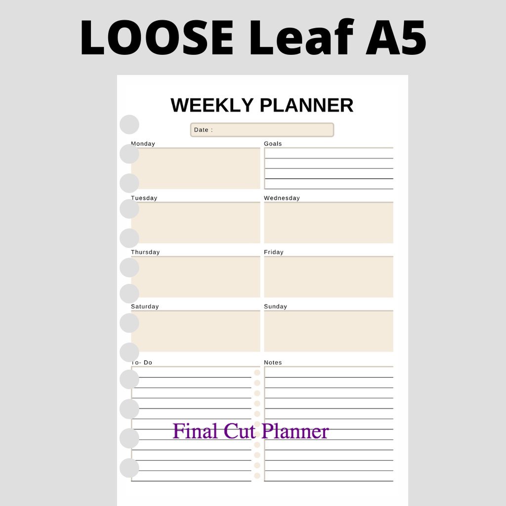 

Loose Leaf a5 - Weekly Planner Pinky By Monologprojects .