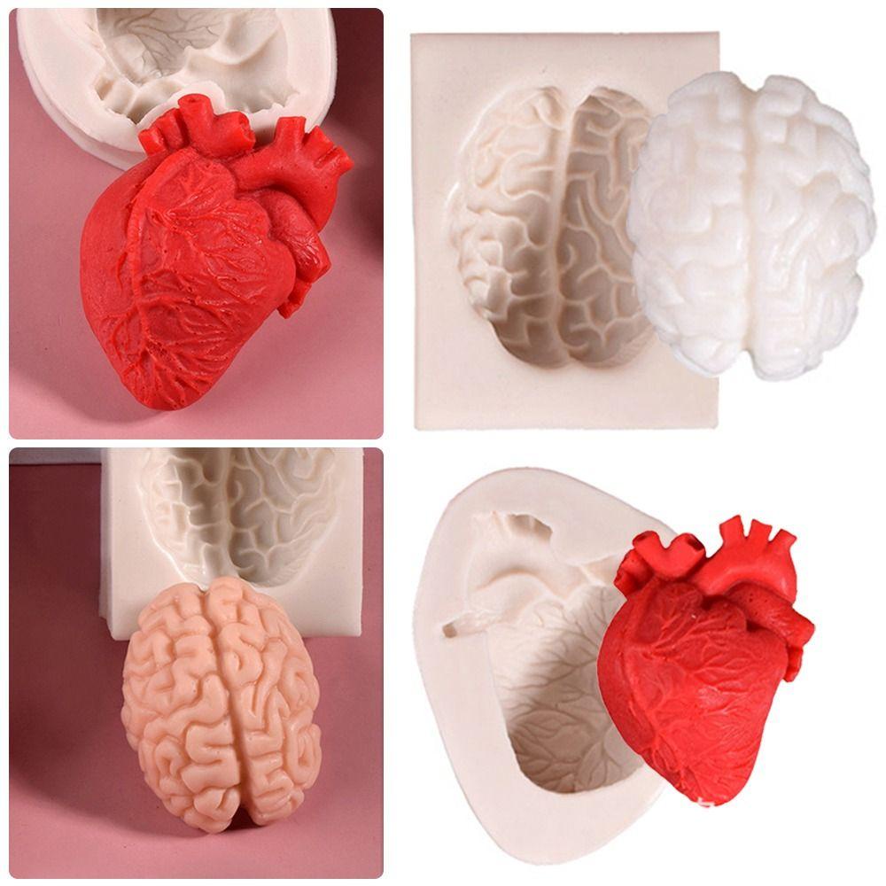 Chookyy Halloween Brain Heart Fondant Dekorasi Kue Drip Mold Cetakan Silikon
