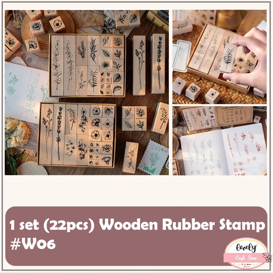 

LovelyCraftStore | W06 ~ 1 set 22pcs DIY Wooden Rubber Stamp Plant Garden Vase Stempel Kayu Vintage untuk bullet journal, bujo, Journal, Scrapbook, Diary, decoration, mahar diy