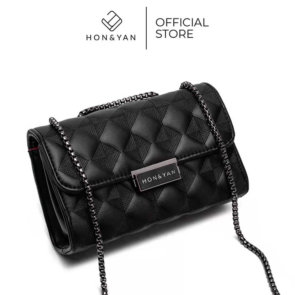 HonYan Serena Sling Bag Tas Selempang Wanita Import Terbaru Promo Sling Bag Tali Rantai Warna Hitam 