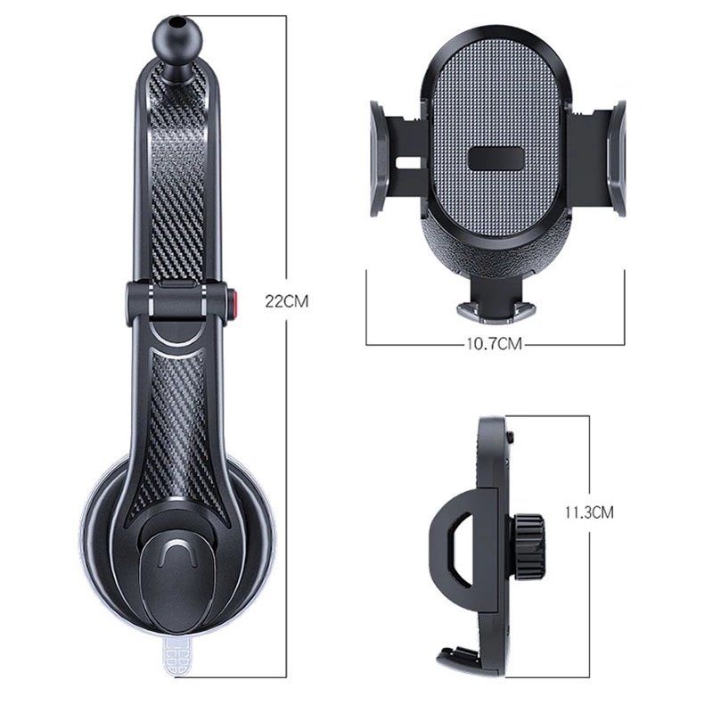 Bracket Stand Holder Handphone / GPS Universal Bahan ABS Rotasi 360 Derajat Dengan Suction Cup Untuk Mobil