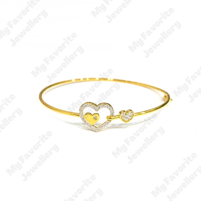 Gelang Pipa Love AD Emas Asli Kadar 875