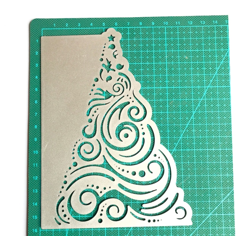 Cetakan Stensil Cutting Dies Motif Pohon Natal Bahan Metal Untuk Scrapbook / Craft DIY