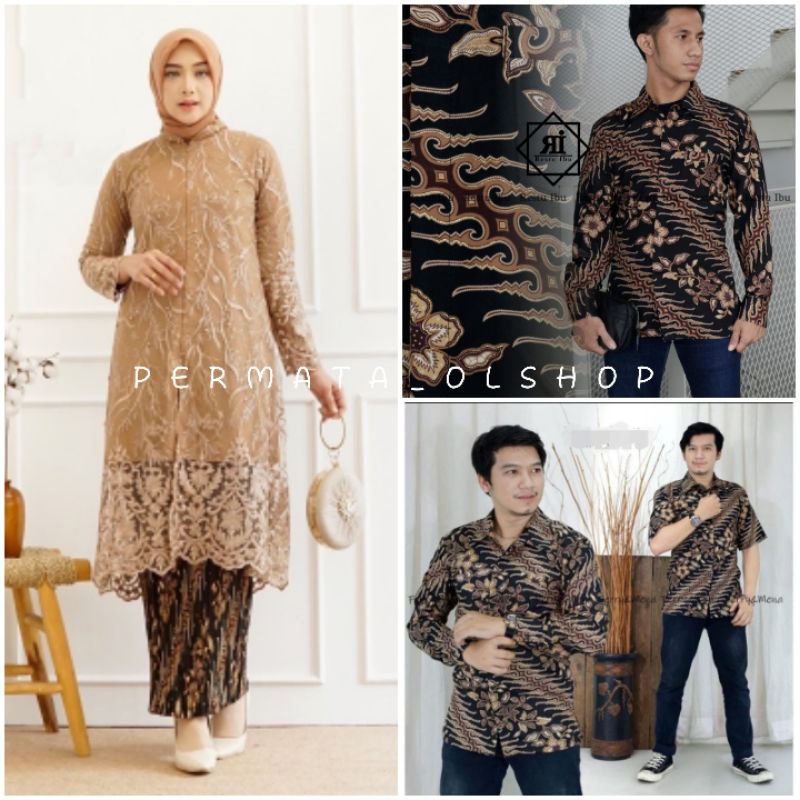 Permata Olshop / Couple Kebaya Tunik Busui Modern / Kebaya Couple Kemeja Batik Premium / Couple Batik Modern / Couple Kebaya Modern Busui