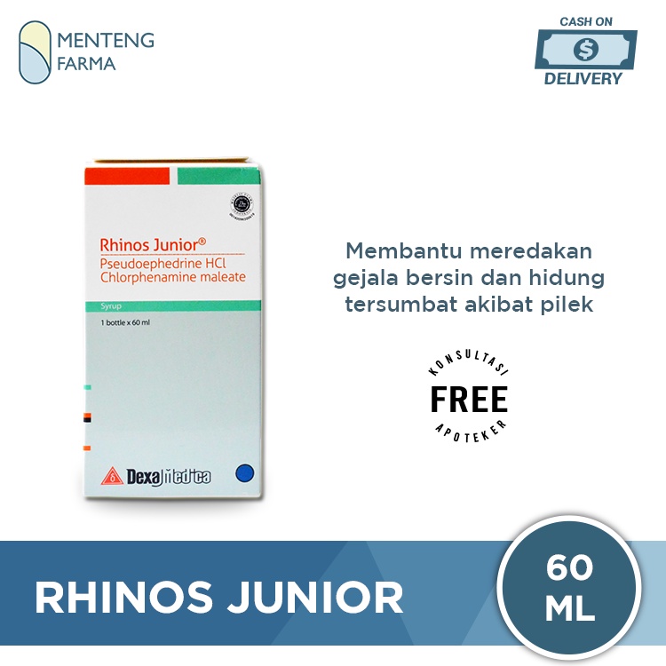 Rhinos Junior Syrup 60 mL - Obat Flu, Pilek, Demam, Hidung Tersumbat